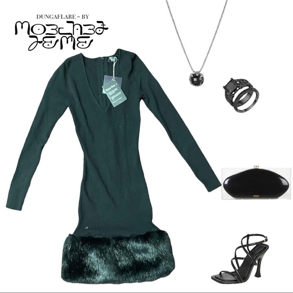 #little #black #dress w/ #faux #fur